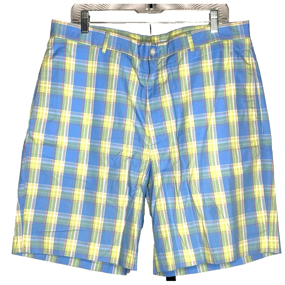 Vintage Fairway Greene Bermuda 100% Cotton Mens Shorts Plaid Golf size 36 preppy